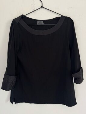 Chanel Uniform Black CC Sleeve Blouse M